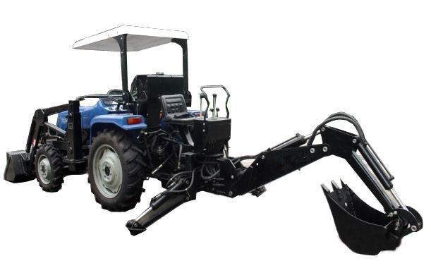 Fixation de la pelle rétrocaveuse du tracteur